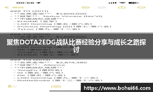 聚焦DOTA2EDG战队比赛经验分享与成长之路探讨