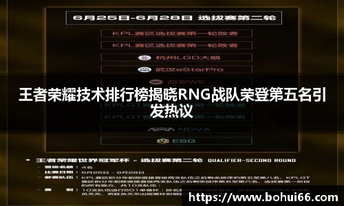 王者荣耀技术排行榜揭晓RNG战队荣登第五名引发热议